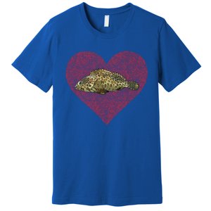 Groupers Valentines Day Fish Love Fingerprint Meaningful Gift Premium T-Shirt