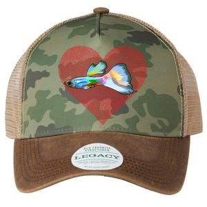 Guppies Valentines Day Fish Love Fingerprint Gift Legacy Tie Dye Trucker Hat