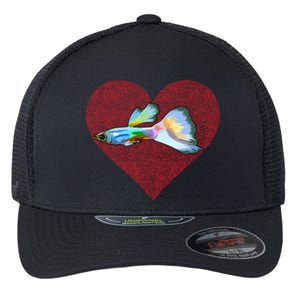 Guppies Valentines Day Fish Love Fingerprint Gift Flexfit Unipanel Trucker Cap