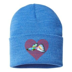 Guppies Valentines Day Fish Love Fingerprint Gift Sustainable Knit Beanie