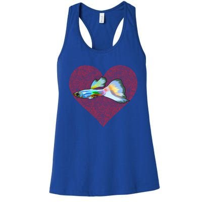 Guppies Valentines Day Fish Love Fingerprint Gift Women's Racerback Tank