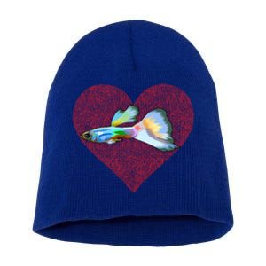 Guppies Valentines Day Fish Love Fingerprint Gift Short Acrylic Beanie