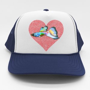 Guppies Valentines Day Fish Love Fingerprint Gift Trucker Hat