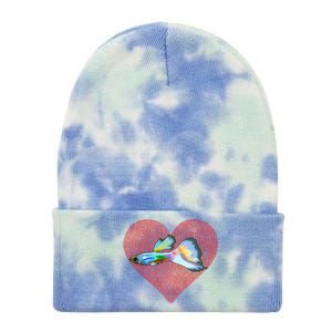 Guppies Valentines Day Fish Love Fingerprint Gift Tie Dye 12in Knit Beanie