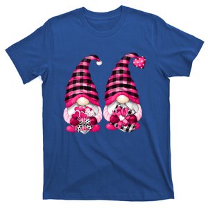 Gay Valentines Day Gnomes For Him Cute Pink Buffalo Plaid Great Gift T-Shirt