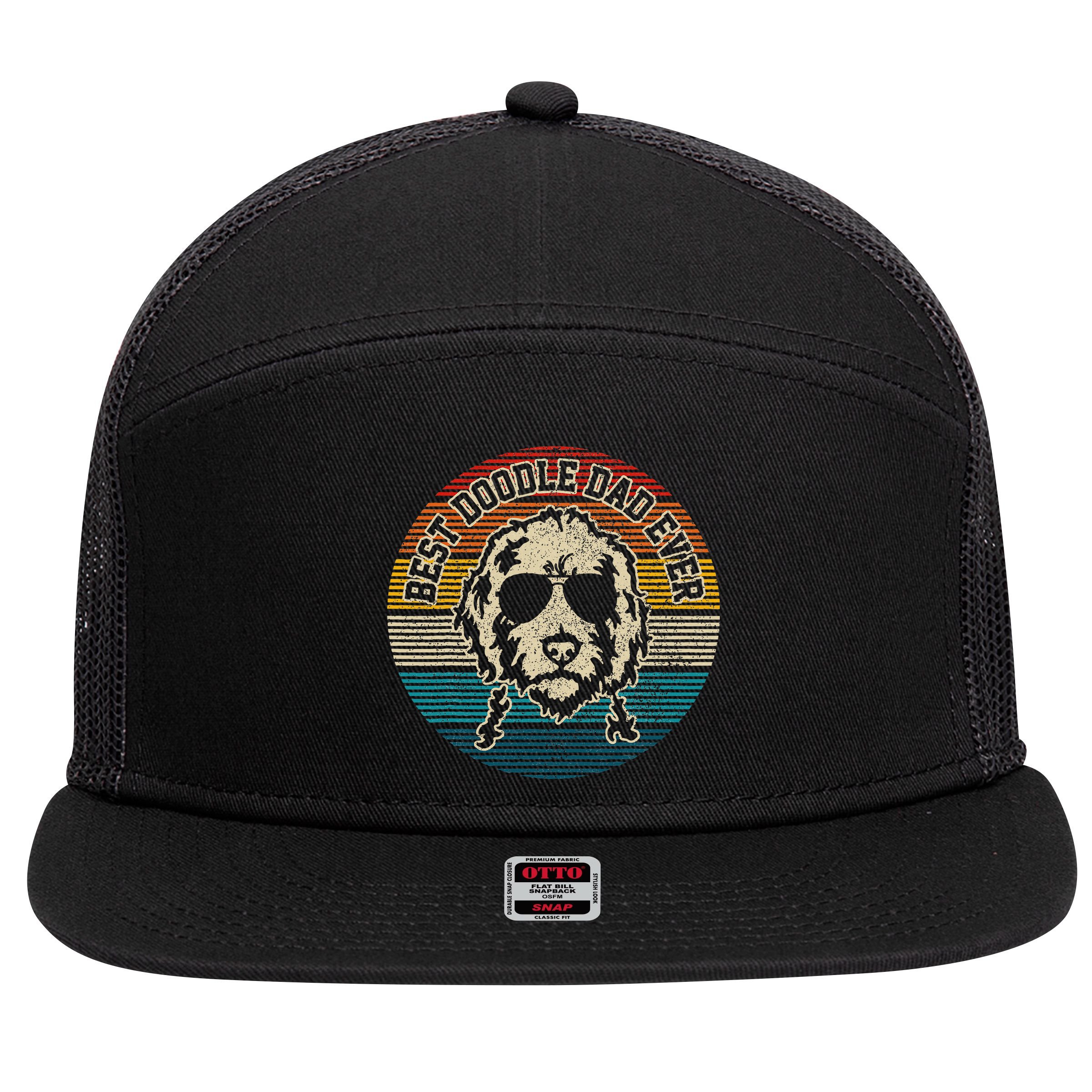 Goldendoodle Vintage Doodle Dad Dog Funny Gift 7 Panel Mesh Trucker Snapback Hat
