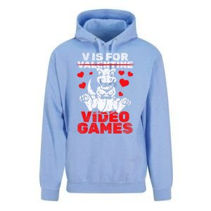 Gamer Valentine's Day Gaming V Is For Video Games Dino Gift Unisex Surf Hoodie