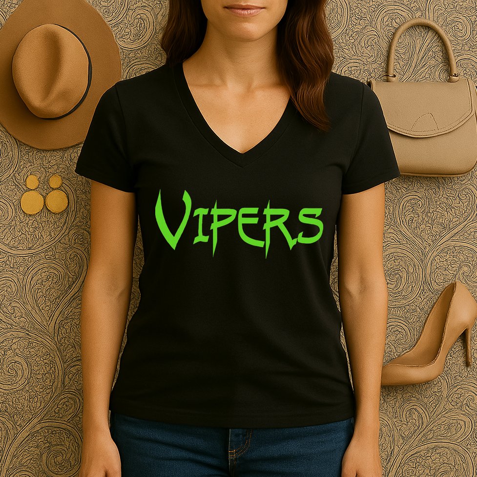 Go Vipers Football Baseball Basketball Cheer Team Fan Spirit Women's V-Neck T-Shirt