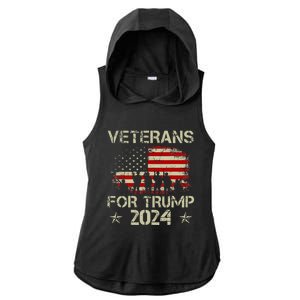 Grandpa Veterans For Trump 2024 American Flag Ladies PosiCharge Tri-Blend Wicking Draft Hoodie Tank