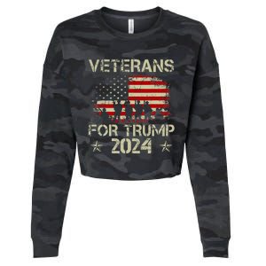 Grandpa Veterans For Trump 2024 American Flag Cropped Pullover Crew