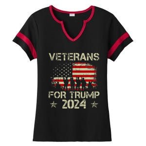 Grandpa Veterans For Trump 2024 American Flag Ladies Halftime Notch Neck Tee