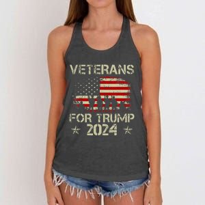 Grandpa Veterans For Trump 2024 American Flag Women's Knotted Racerback Tank