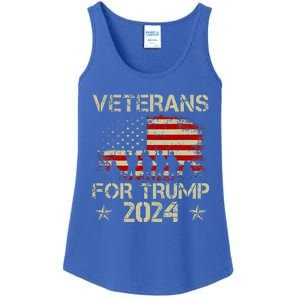 Grandpa Veterans For Trump 2024 American Flag Ladies Essential Tank