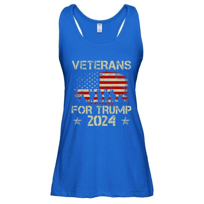 Grandpa Veterans For Trump 2024 American Flag Ladies Essential Flowy Tank