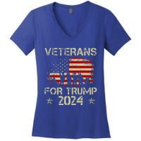 Grandpa Veterans For Trump 2024 American Flag Women's V-Neck T-Shirt