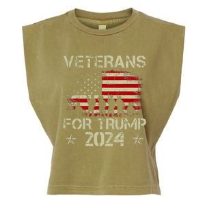 Grandpa Veterans For Trump 2024 American Flag Garment-Dyed Women's Muscle Tee