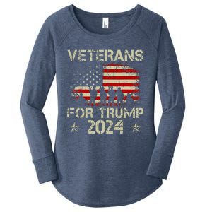 Grandpa Veterans For Trump 2024 American Flag Women's Perfect Tri Tunic Long Sleeve Shirt