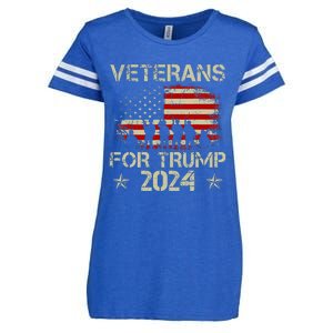 Grandpa Veterans For Trump 2024 American Flag Enza Ladies Jersey Football T-Shirt