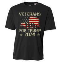 Grandpa Veterans For Trump 2024 American Flag Cooling Performance Crew T-Shirt