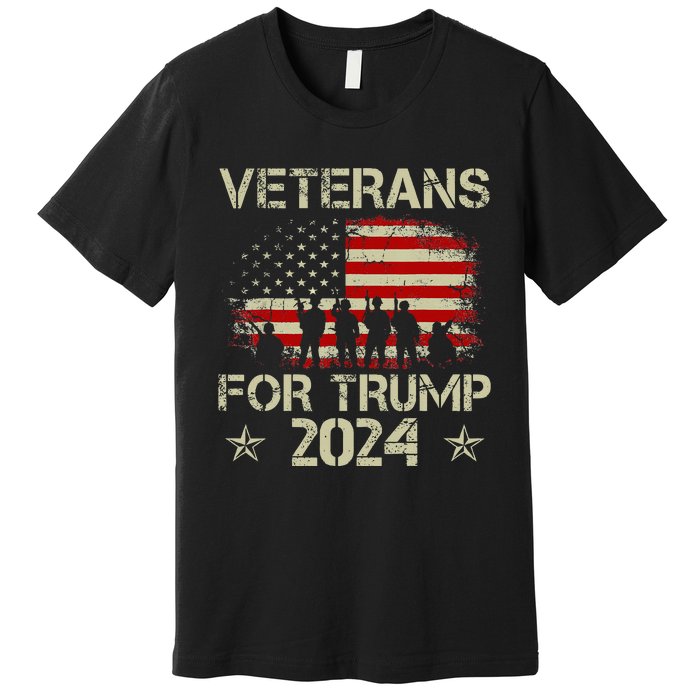 Grandpa Veterans For Trump 2024 American Flag Premium T-Shirt