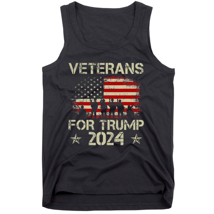 Grandpa Veterans For Trump 2024 American Flag Tank Top