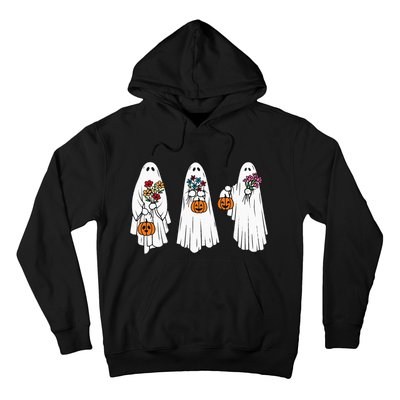 Groovy Vintage Floral Ghost Cute Halloween Spooky Season Hoodie