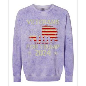 Grandpa Veterans For Trump 2024 American Flag 4th Of July Colorblast Crewneck Sweatshirt