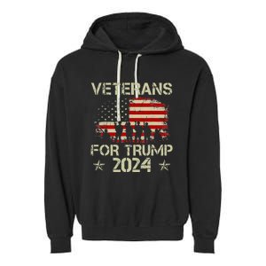 Grandpa Veterans For Trump 2024 American Flag 4th Of July Garment-Dyed Fleece Hoodie