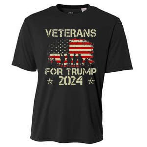 Grandpa Veterans For Trump 2024 American Flag 4th Of July Cooling Performance Crew T-Shirt