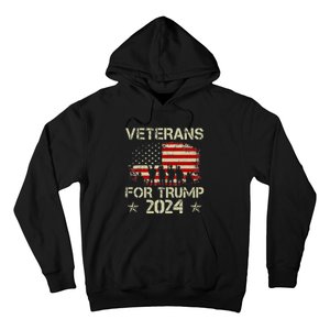 Grandpa Veterans For Trump 2024 American Flag 4th Of July Hoodie