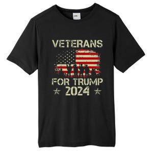 Grandpa Veterans For Trump 2024 American Flag 4th Of July Tall Fusion ChromaSoft Performance T-Shirt