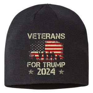 Grandpa Veterans For Trump 2024 American Flag 4th Of July Sustainable Beanie