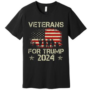 Grandpa Veterans For Trump 2024 American Flag 4th Of July Premium T-Shirt