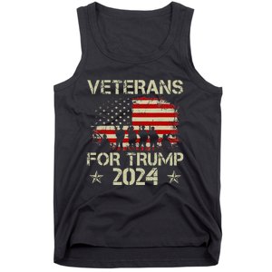 Grandpa Veterans For Trump 2024 American Flag 4th Of July Tank Top