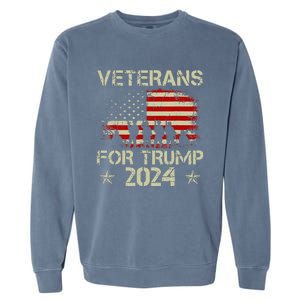 Grandpa Veterans For Trump 2024 American Flag 4th Of July Garment-Dyed Sweatshirt