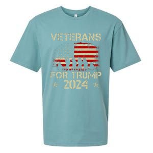 Grandpa Veterans For Trump 2024 American Flag 4th Of July Sueded Cloud Jersey T-Shirt