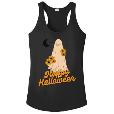 Groovy Vintage Floral Ghost Cute Halloween Spooky SeasonFunny Love Ladies PosiCharge Competitor Racerback Tank