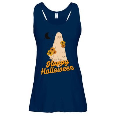 Groovy Vintage Floral Ghost Cute Halloween Spooky SeasonFunny Love Ladies Essential Flowy Tank