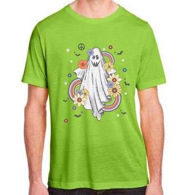 Groovy Vintage Floral Ghost Hippie Halloween Spooky Season Adult ChromaSoft Performance T-Shirt