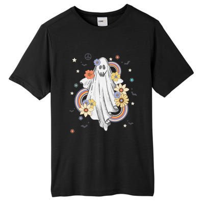 Groovy Vintage Floral Ghost Hippie Halloween Spooky Season Tall Fusion ChromaSoft Performance T-Shirt