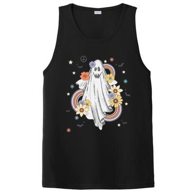 Groovy Vintage Floral Ghost Hippie Halloween Spooky Season PosiCharge Competitor Tank