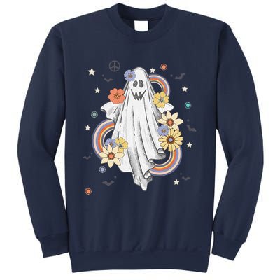 Groovy Vintage Floral Ghost Hippie Halloween Spooky Season Sweatshirt