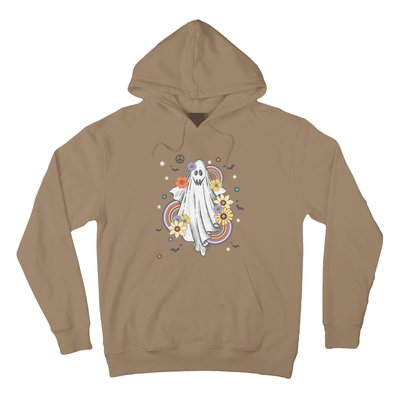 Groovy Vintage Floral Ghost Hippie Halloween Spooky Season Hoodie