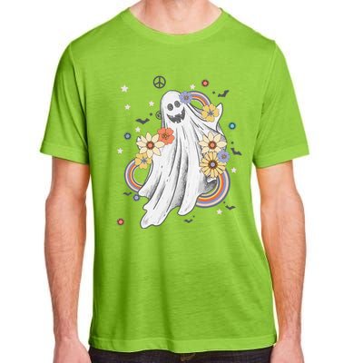 Groovy Vintage Floral Ghost Hippie Spooky Halloween Adult ChromaSoft Performance T-Shirt