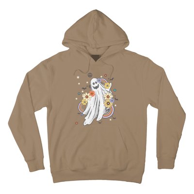 Groovy Vintage Floral Ghost Hippie Spooky Halloween Hoodie