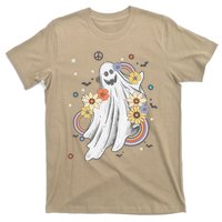 Groovy Vintage Floral Ghost Hippie Spooky Halloween T-Shirt