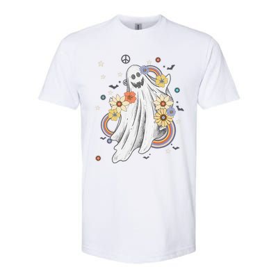 Groovy Vintage Floral Ghost Hippie Spooky Halloween Softstyle® CVC T-Shirt