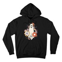 Groovy Vintage Floral Ghost Cute Halloween Spooky Season Hoodie