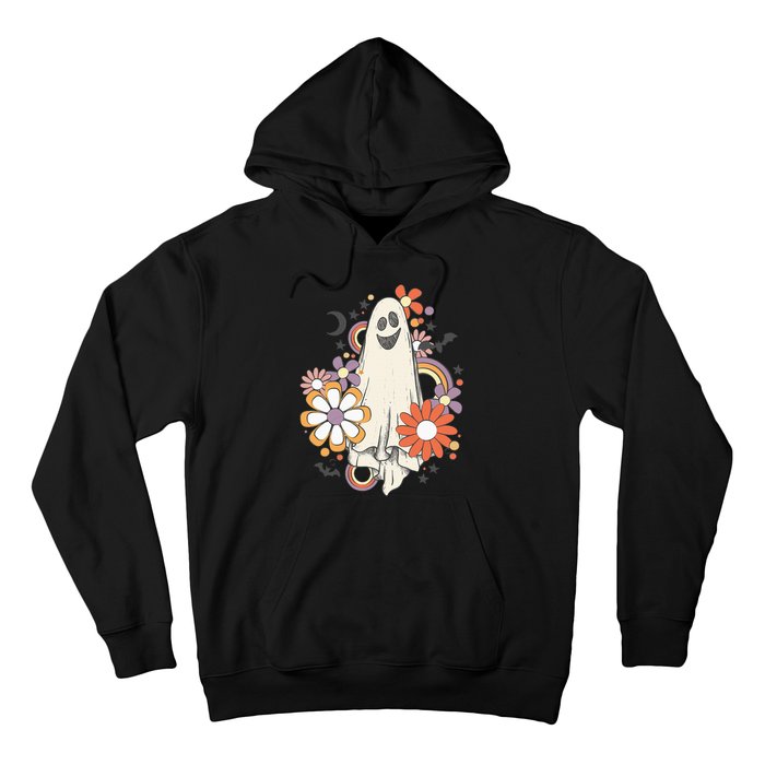 Groovy Vintage Floral Ghost Cute Halloween Spooky Season Hoodie