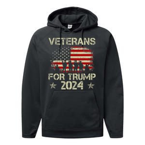 Grandpa Veterans For Trump 2024 American Flag Performance Fleece Hoodie